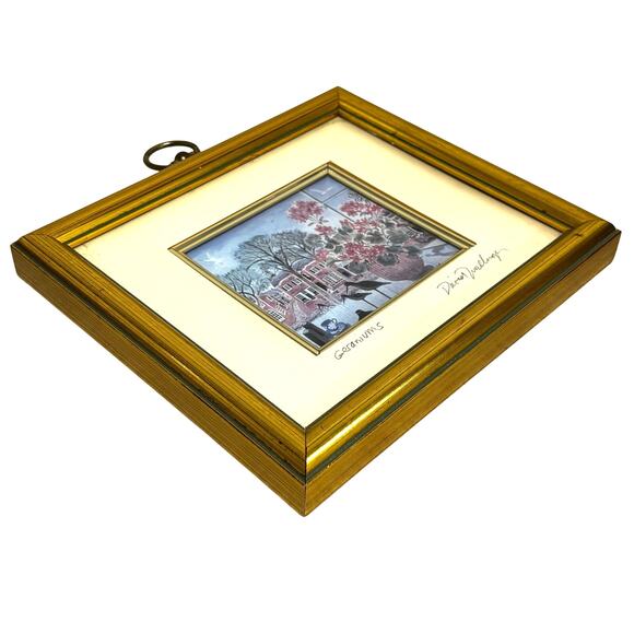 David Zwillinger art work "Geraniums" signed matted & framed print 3" x 4" - Picture 7 of 8